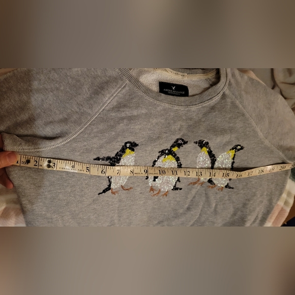 American Eagle Outfitters cute gray sweatshirt with penguins - Picture 4 of 6